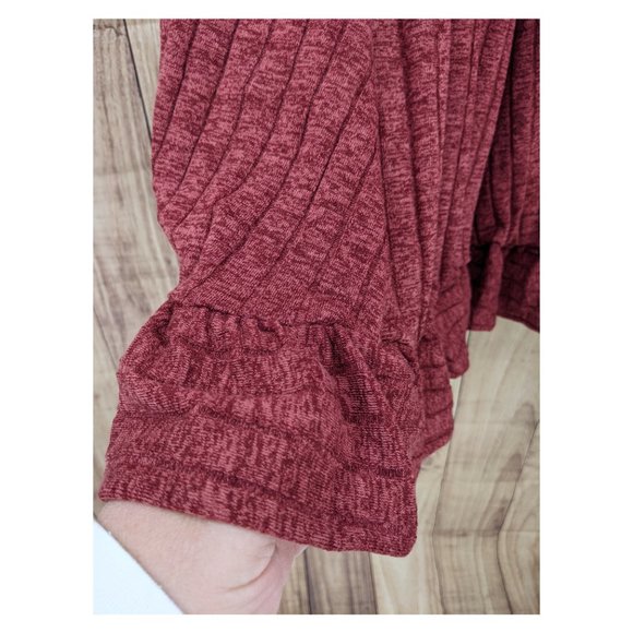 ANTHROPOLOGIE Pauline Red Ruffle Skirt NWT 3X Rib Knit Midi Elastic Wais… - Picture 4 of 8